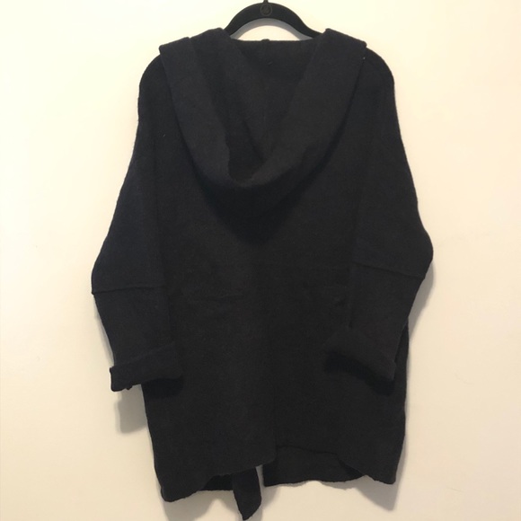 Zara Knit Hooded Double-Breasted Cardigan Navy L - Picture 8 of 8